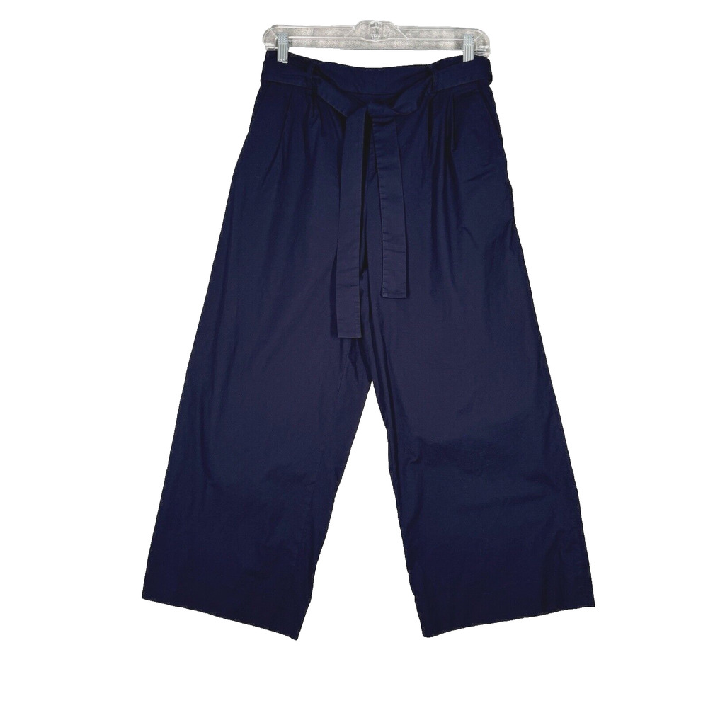 J Crew Pants Womens 4 Blue Wide Leg Crop Pants Casual Preppy Neutral Minimalist